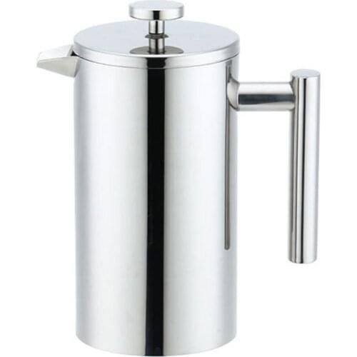 Stainless Steel Double Wall Filter Coffee Maker Double Thermal Insulation Coffee Pot Tea Maker With Mesh Filter