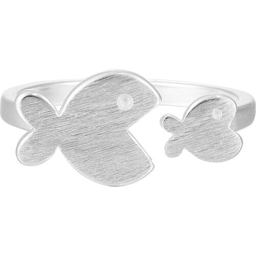 Creative Cute Fashion Fish Feeding Frenzy Ring For Women Men Adjustable Open Finger Rings Couples Jewelry Accessories Gifts