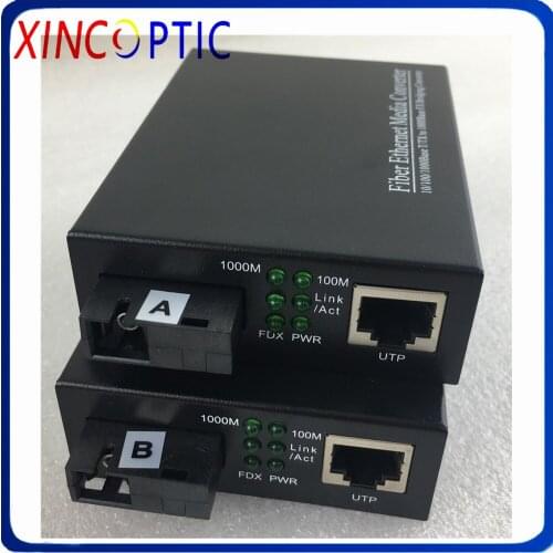 Gigabit BIDI Media Converter,20KM 10/100/1000M Singlemode Single Fiber Simplex 1310/1550nm SC Fiber Optical Media Converter