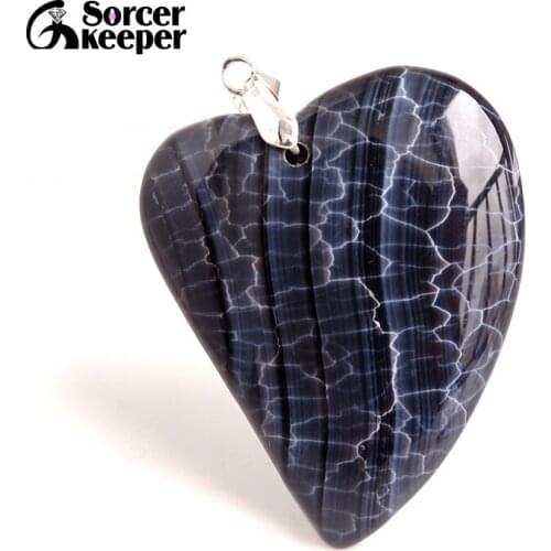 Fashion Women Man Heart Necklace Pendant Natural Botswana Agates Stone Pendant Slide Healing Crystals for Jewelry Making BA806