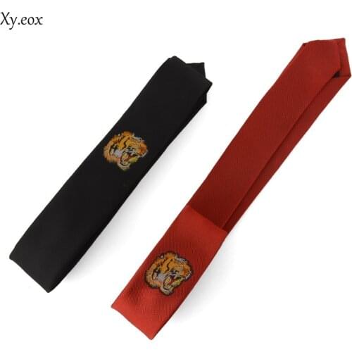 Fashion casual unisex student personality embroidery pattern tiger head pattern tie party necktie