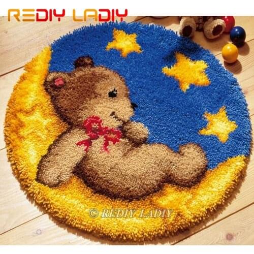 Latch Hook Kits Make Your Own Rug Moon Star Bear Tapestry Crochet Cushion Mat DIY Carpet Rug Pre-Printed Canvas Hobby & Crafts