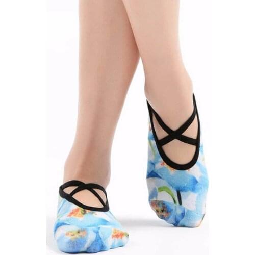 New Summer Thin Print Yoga Sock Slippers Coolmax Wicks Sweat Pile Socks PVC Anti Skid Quick Dry Meias for Pilates Fitness Studio