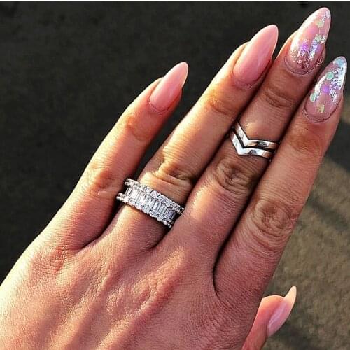 Handmade Eternity Promise Ring 100% Real 925 sterling Silver AAAAA zircon Engagement Wedding Band Rings For Women Party Jewelry