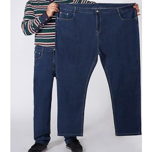 Extra large mens jeans thickened 175 kg plus size 6XL 7XL 8XL 9XL 14XL waist 130 trousers 44 46 48 50 52 54 elastic autumn blue