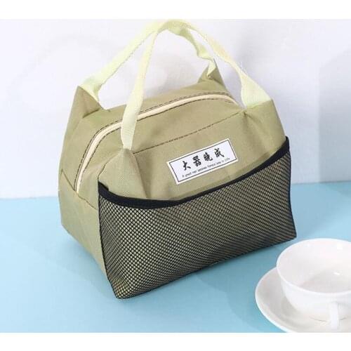 Solid Reusable Lunch Box Tote Bag Food Thermal Insulated Lunch Bags Grocery Pouch For Women Men Kids Work School Picnic Camping