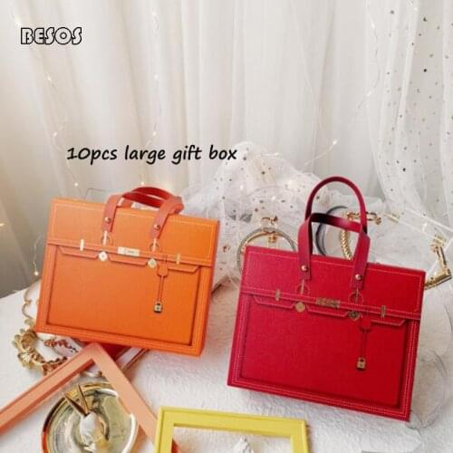 10pcs Wholesale High-Grade Color Large Orange Gilding Embossed Cake Gift Box Party Wedding Activities Biscuit Gift Box Gift Bag