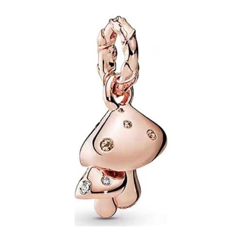 2019 New Original 925 Sterling Silver Bead Rose Sparkling Mushrooms Dangle Charm Fit Pandora Bracelet Bangle DIY Women Jewelry