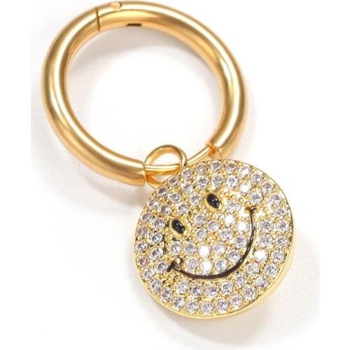 Hip Hop Cubic Zirconia Copper Happy/Smiley/SadFace Money Bag Stud Earring Cute Style Men Women Iced Out Earrings Jewelry