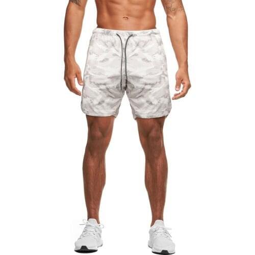 Summer Mens Sport Shorts Camouflage Elastic Waist Running Short Pants with Drawstring Gym Fitness Male Shorts Large Size