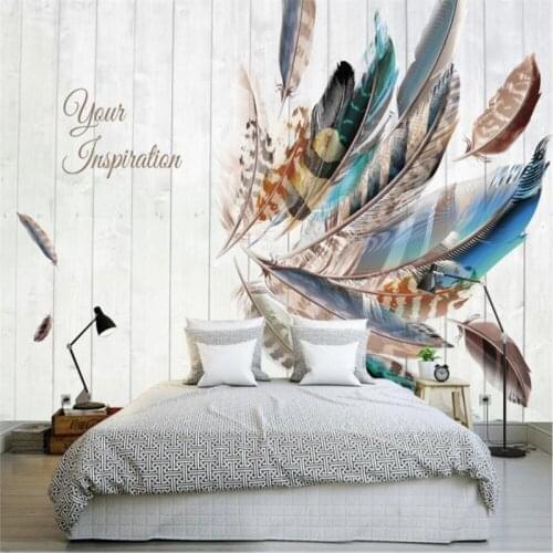 Nordic Modern Peacock Feather Wood Grain Wallpapers for Living Room Bedroom Decor Mural Wallpaper 3D Wall Papers Home Decor