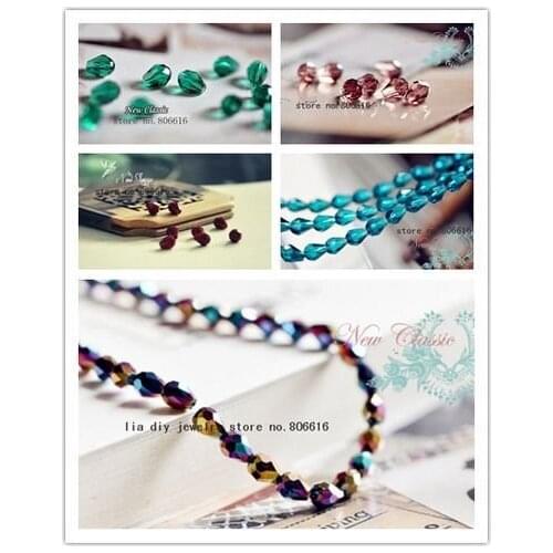 6*7MM 350Pcs Mixed Colors Tear-drop Glass Crystal Loose Beads Strands Jewelry Bead Fittings