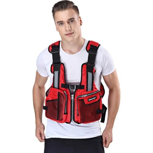 Outdoor Fishing Vest Sailing Life Jacket Vest EPE Foam Floating Kayak Drift Waistcoat Multi-Pocket Comfortable Safety Jacket Men