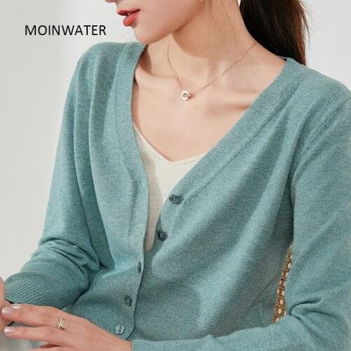 MOINWATER Women New Cardigans Sweaters Lady Spring Autumn Sweater Tops Female Knitted Casual Clothes MS2009