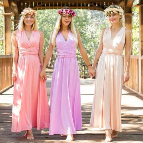 Multi Wrap Maxi Dress Infinity Champagne Bridesmaid Dresses Multiway Cheap Prom Dress Lilac Wrap Evening Dress