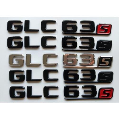 Chrome Black Letters Number Trunk Badges Emblems Emblem Badge Sticker for Mercedes Benz X253 C253 W253 GLC63s GLC63 S AMG SUV