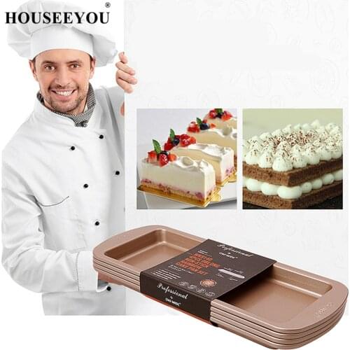 4Pcs/set Oblong Non Stick Rainbow Cake Pans Cake Molds Bakeware Baking Tray Dish Cake Pie Oven Form Metal Home Cook DIY Tools