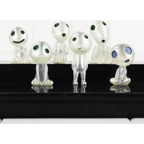 6pcs/lot Totoro Anime Mononoke Hime Princess Mononoke Figure Toy Luminous Tree Elves Spirit Kodama Gardening PVC Doll Gift