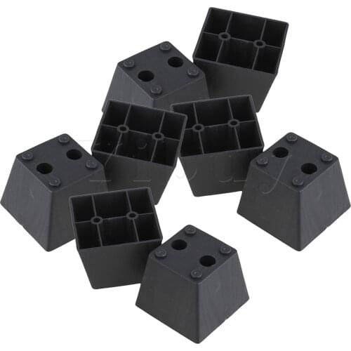 8 x Black Trapezoid Furniture Leg for Sofa Bed Plastic Feet 75x75x60mm