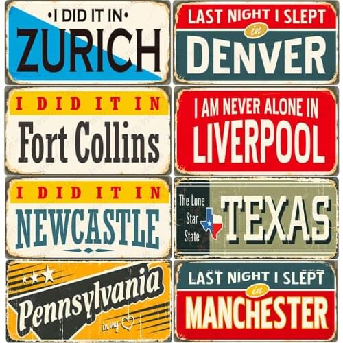 USA Vintage License Plate UK Retro Metal Tin Sign Home Garage Car Motorcycle Decoration Texa Ohio Liverpool Number Plate N387