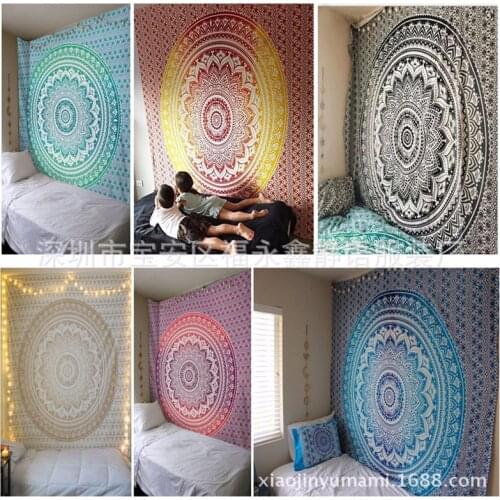 Large Mandala Indian Tapestry Wall Hanging Bohemian Beach Mat Polyester Thin Blanket Yoga Shawl Mat Tapestry Blanket 200cmX150cm