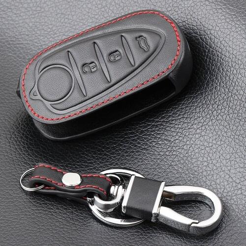 3 Buttons Genuine Leather Flip Auto Key Case Fob Cover For Alfa Romeo Mito Giulietta 159 Gta Folding Keys keychain