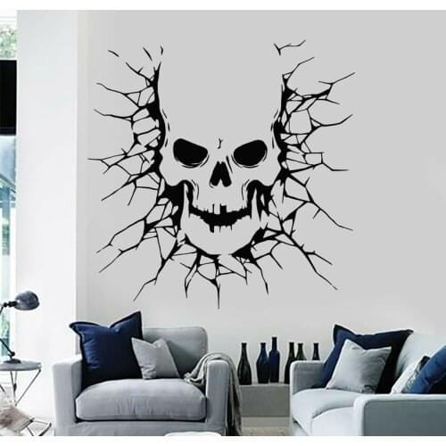 Skull Zombie Demon Scary Horror Death Wall Sticker Vinyl Halloween Home Decor Tattoo Shop Studio Decals Removable Murals 4869