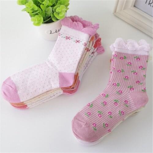 Baby Socks Spring Autumn Flower Print Kids Socks Cotton Elastic Colorful Socks for Children Girls 1-16 Years