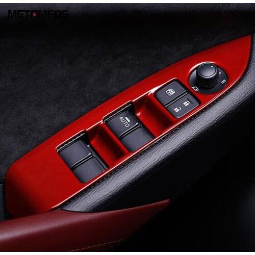 For Mazda CX-3 CX3 2017-2020 2021 Carbon Fiber Interior Armrest Window Lift Switch Cover Trim Sticker Accessories Car Styling