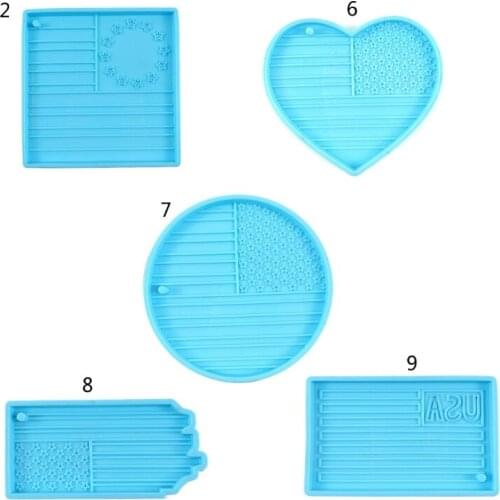 USA Flag Resin Mold American US Flag Keychain Pendant Mold Statue of Liberty Independence Silicone Resin Casting Molds