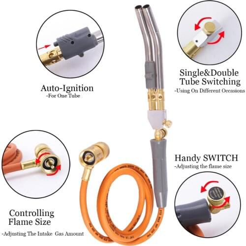 MAPP Torch Twin Tubes 1.5m Hose for Brazing Soldering Welding HVAC Plumbing Gas Torch