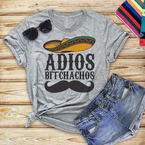 Hot Adios Fun Moustache Print Short Sleeve T-shirt Unif Graphic T Shirts Streetwear Women Top Gothic T Shirt for Women