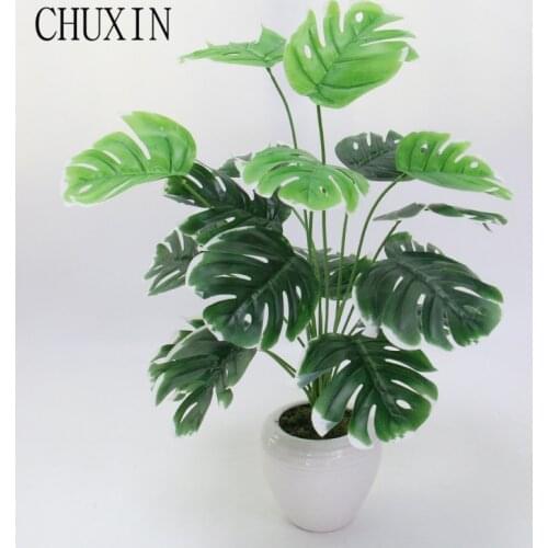 18 Fork Turtle Back Leaf Plants Wall Potted Simulation Plants Green Leaf Home Living Room Decoration Fake Plants Potted