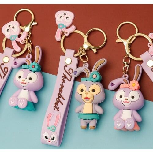 Creative Anime Rabbit Shape Keychain Environmental Resin 3D Rabbits Pendant Animal Keyring Jewelry Cute Bag Accessory NEW