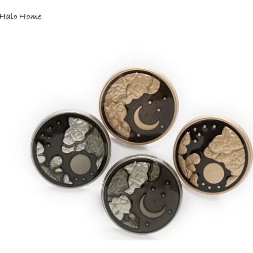 5pcs Sun Moon Imprint Round Metal Shank Button Sewing Scrapbooking Home Clothing Replace Handmade Crafts Accessories Decor 18mm