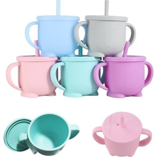 1Set Baby Feeding Cups Baby Learning Baby Drinkware Silicone Sippy Cups For Toddiers Kids With Silicone Sippy Cup Baby Product