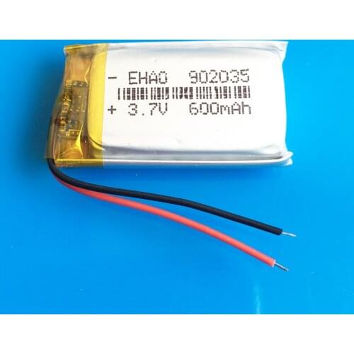 Model 902035 3.7V 600mAh Lipo polymer lithium Rechargeable battery for MP3 GPS DVD bluetooth recorder e-book camera