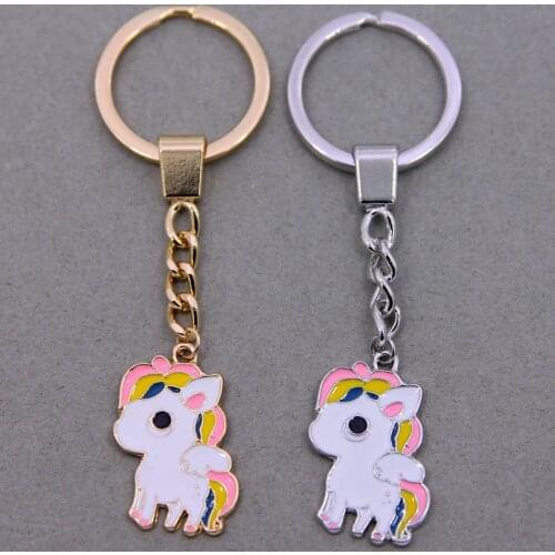 Cute fairy tale enamel unicorn keychain multi-style pegasus keychain alloy keychain womens girl gift bag bag pendant jewelry