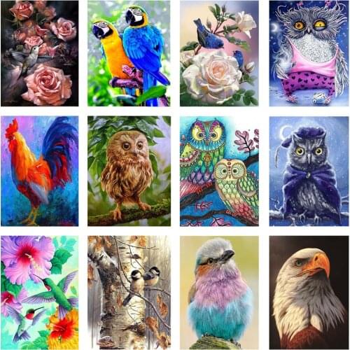 5D DIY Round diamond painting kit bird animal pattern cross stitch landscape mosaic diamond embroidery home decoration gift