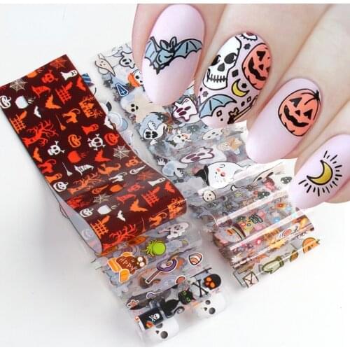 Halloween Series Nail Transfer Stickers Paper Cute Cartoon Starry Sky Decal Pumpkin Ghost Design DIY Decoration Manicure CHC2203