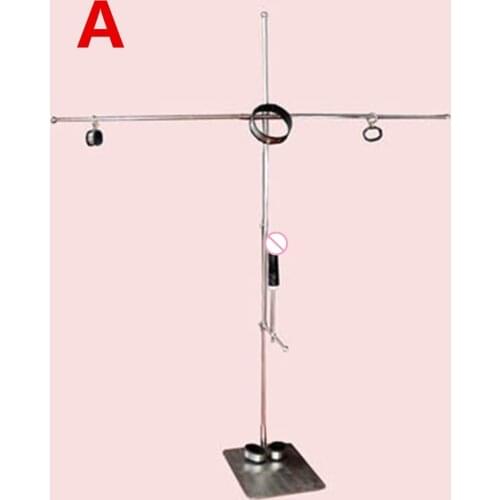 Male Stainless Steel Bondage Standing Torture Device Slave Collar Hand Ankle Cuffs Dildo Restraints Torture Device Sex Toys