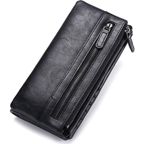 2020 new wallets are exclusively for long mens wallets zipper soft wallets mobile wallets multifunctional PU waterproof wall