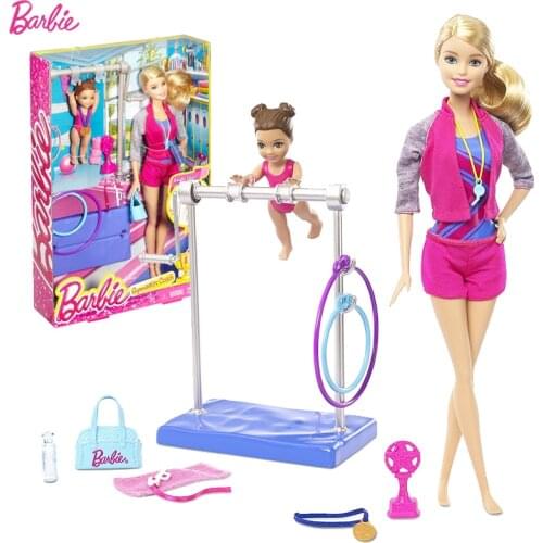 Original Barbie Gymnastics Coach Doll Barbie Girl Toys Gift Box Set Best Gift For Birthday Christmas Juguetes DKJ21