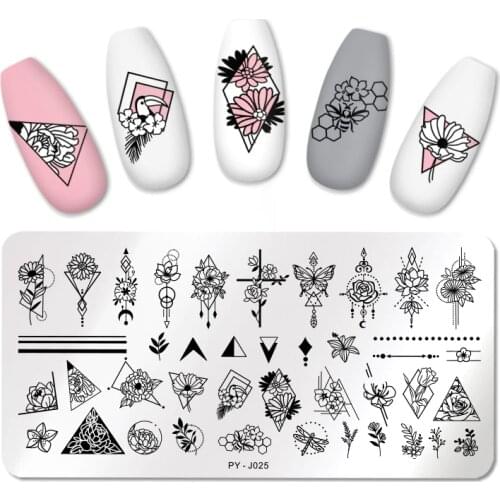 PICT You Nail Stamping Plates Flower Pattern Nail Art Plate Pictures Stainless Steel Nail Design Stencil Tools PY-J025