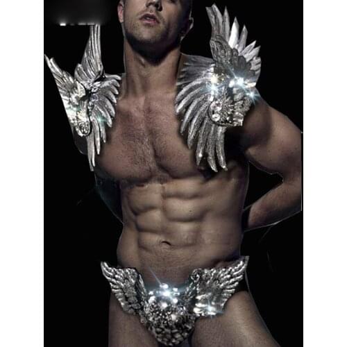 Birthday Party Wear Drag Queen Costumes Sequin Angel Shoulder Piece Dancer Stage Show Celebrity Runway Burning Man Outfit