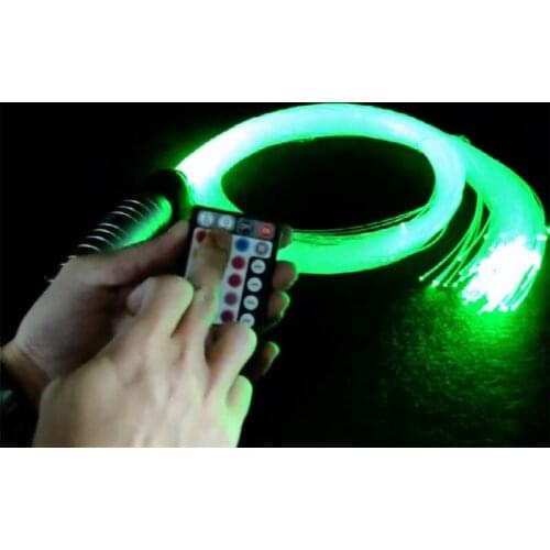 Remote controlled 12V 6W RGB LED Fiber Optic Star DIY Car Ceiling Light source Engine Lighting machine+0.75mm End glow Cable Kit