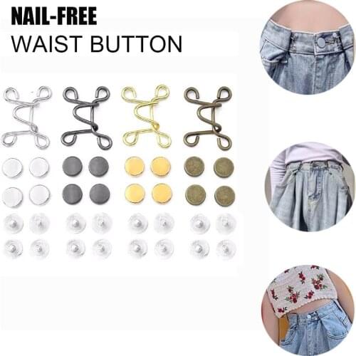 Adjustable Nail Free Waist Buckle Snap Button Adjust Waist Removable Retractable Nailfree Pant Clothing Metal Button Sewing 27/3