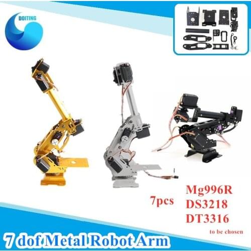 7 DOF Robot Arm Metal Manipulator Robot Model 360 Degree Rotating Base Aluminum Alloy Manipulator DIY RC Toy Metal