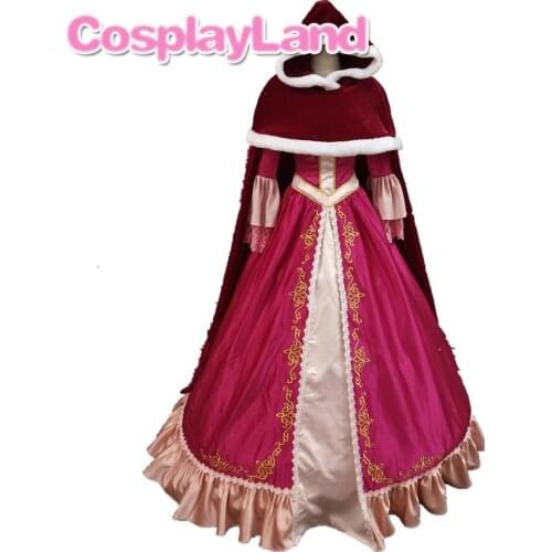 Christmas Halloween Dress Cosplay Princess Costume Cartoon Belle Costume Cosplay Hood Red Fashion Women Dress