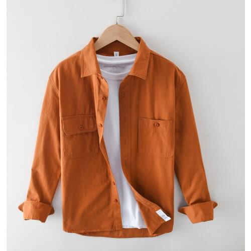 Long Sleeve Shirts for Men Turn-down Collar Pure Cotton Safari Style Casual Vintage Clothing 2021 Spring New